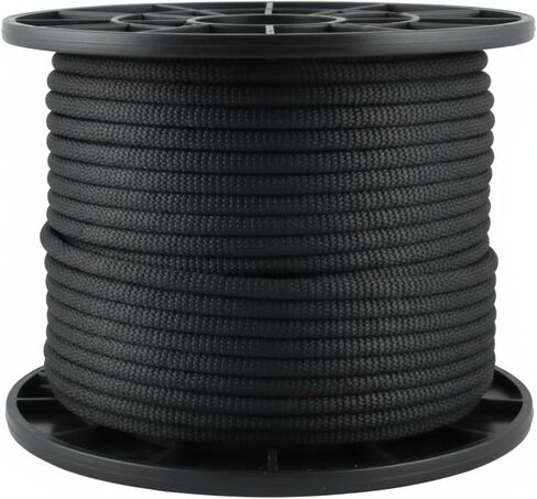 حبل بوليستر أسود بطول 3/8 بوصة، حبل صناعي عالي الجودة للأشعة فوق البنفسجية والتآكل بطول 250 قدمًا، حبل صلب منخفض التمدد للتخييم والمشي لمسافات طويلة في الأماكن المغلقة والخارجية in Kuwait