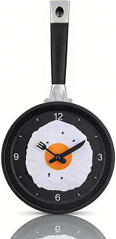 Decorative Wall Clock, Wall Mounted Frying Pan Clock Kitchen Unique Wall with Fried Egg 3D Egg Frying Pan Decoration for Dinning Hall Restaurant Decoration(pink) in Saudi Arabia