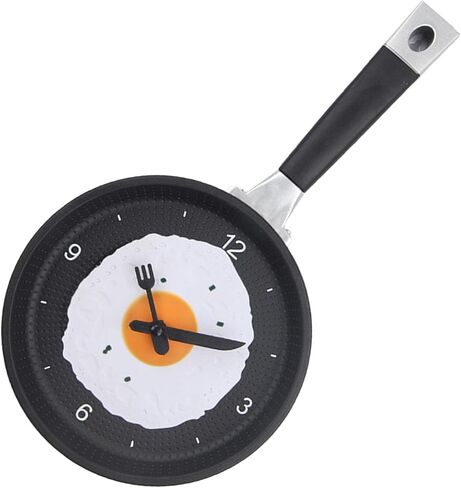 Decorative Wall Clock, Wall Mounted Frying Pan Clock Kitchen Unique Wall with Fried Egg 3D Egg Frying Pan Decoration for Dinning Hall Restaurant Decoration(pink) in Saudi Arabia