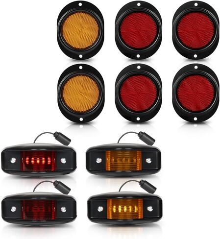 DOTCOM LED Side Marker Lights with Reflectors Kit 5 tons Compatible with Humvee M998 Hummer, Universal Red and Amber Lens 10PCS in Kuwait