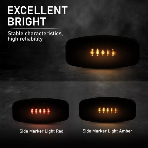 DOTCOM LED Side Marker Lights with Reflectors Kit 5 tons Compatible with Humvee M998 Hummer, Universal Red and Amber Lens 10PCS in Kuwait
