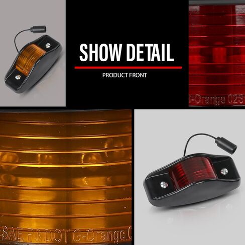 DOTCOM LED Side Marker Lights with Reflectors Kit 5 tons Compatible with Humvee M998 Hummer, Universal Red and Amber Lens 10PCS in Kuwait