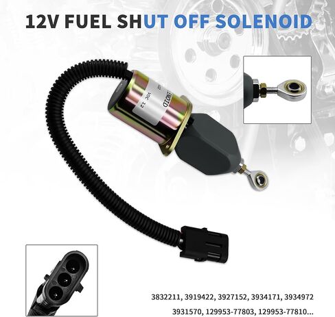 Fuel Shut Off Solenoid 3919422 Compatible with Cummins 5.9L 8.3L Diesel Engine Compatible with Ford Truck 12VDC Replace 129953-77803 SA4754-12 24022035 in Saudi Arabia
