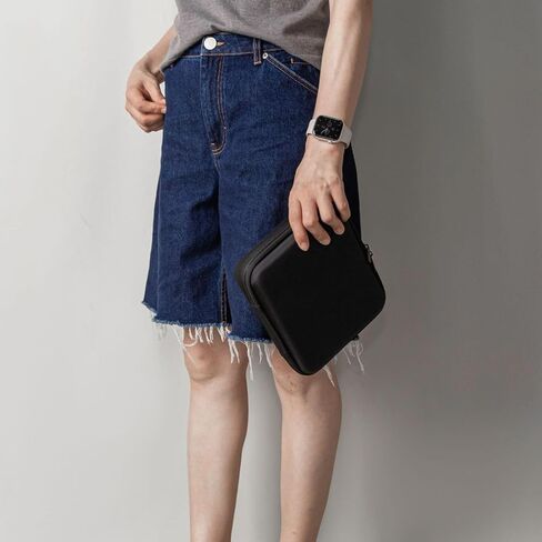 حافظة ساعة للسفر، صندوق تخزين ذو 4 فتحات بهيكل صلب لإكسسوارات نظارات الساعة، حقيبة منظمة بسحاب للنساء والرجال (الجراب فقط) in Kuwait