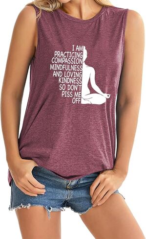 Funny Graphic Yoga Tank Tops for Women Sleeveless Yoga Shirts Mandala Crewneck Summer Casual Tank Tops in Kuwait
