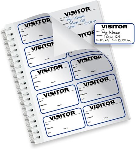 Threshold Visitor Badge Sign-in Book (500 Badges) | Name Tag Stickers | Hospital, Office, & Secretary Supplies | School Visitor Passes | Visiting Tag for Hospital | Visitor Badges in Saudi Arabia