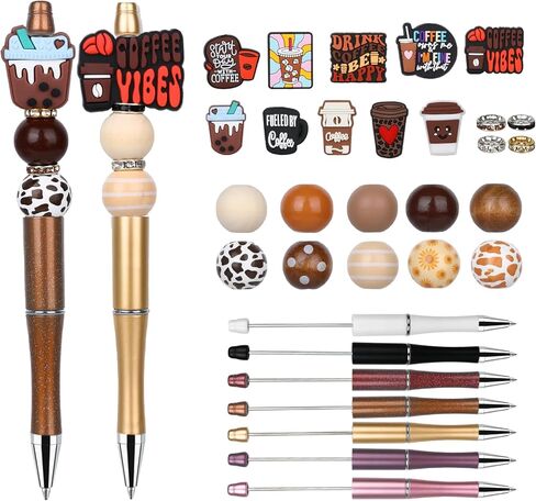 60 Piece Beadable Pens Bulk Set, Beaded Pens DIY with 20 Ballpoint Pen Sets and 40 Refills & Bags, Office Supplies for Office Art Crafts Journaling Party Favors Project Accessories Black in Saudi Arabia