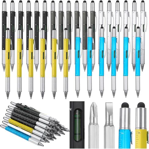 30Pcs Multitool Pen Bulk 6 In 1 Multi Tool Pen with Ruler, Level Gauge, Ballpoint, Stylus, Screwdriver Slotted Screwdriver for Men Husband Father's Day Birthday Halloween Christmas Thanksgiving Gifts in Kuwait