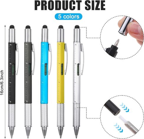 30Pcs Multitool Pen Bulk 6 In 1 Multi Tool Pen with Ruler, Level Gauge, Ballpoint, Stylus, Screwdriver Slotted Screwdriver for Men Husband Father's Day Birthday Halloween Christmas Thanksgiving Gifts in Kuwait