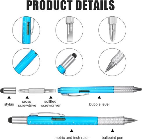 30Pcs Multitool Pen Bulk 6 In 1 Multi Tool Pen with Ruler, Level Gauge, Ballpoint, Stylus, Screwdriver Slotted Screwdriver for Men Husband Father's Day Birthday Halloween Christmas Thanksgiving Gifts in Kuwait