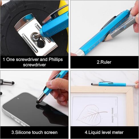 30Pcs Multitool Pen Bulk 6 In 1 Multi Tool Pen with Ruler, Level Gauge, Ballpoint, Stylus, Screwdriver Slotted Screwdriver for Men Husband Father's Day Birthday Halloween Christmas Thanksgiving Gifts in Kuwait