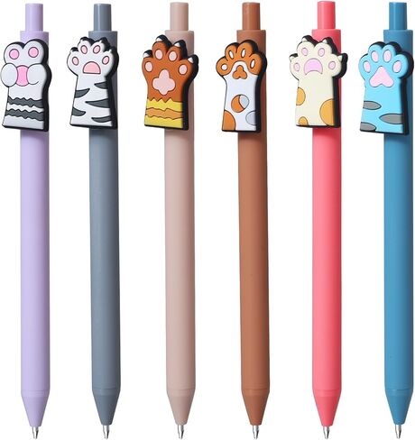 6 قطع من أقلام كاواي اللطيفة، هدايا لمحبي القطط للنساء، أقلام حبر سوداء ممتعة للوازم المكتبية in Kuwait