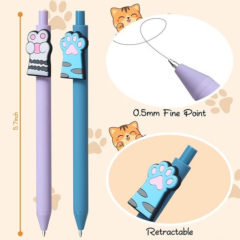 6 قطع من أقلام كاواي اللطيفة، هدايا لمحبي القطط للنساء، أقلام حبر سوداء ممتعة للوازم المكتبية in Kuwait