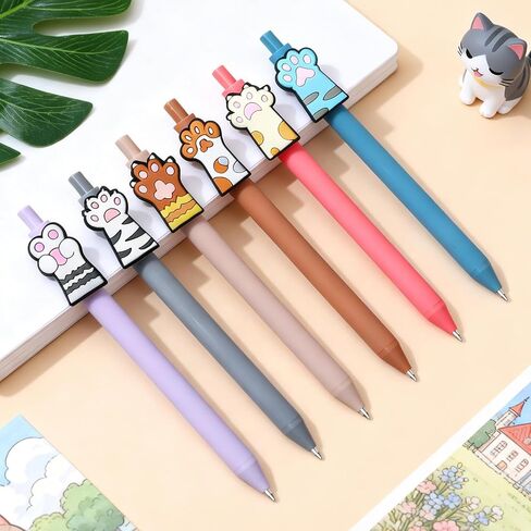 6 قطع من أقلام كاواي اللطيفة، هدايا لمحبي القطط للنساء، أقلام حبر سوداء ممتعة للوازم المكتبية in Kuwait