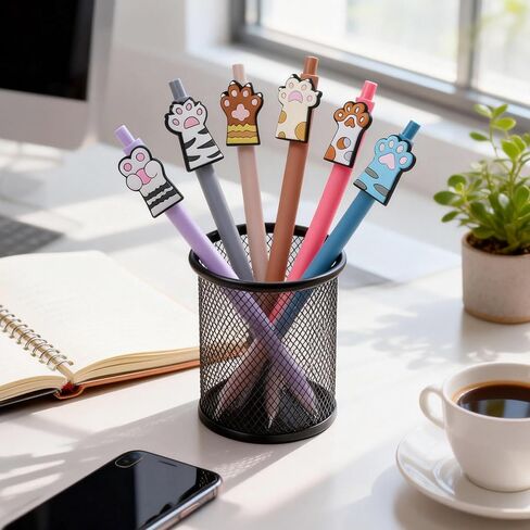 6 قطع من أقلام كاواي اللطيفة، هدايا لمحبي القطط للنساء، أقلام حبر سوداء ممتعة للوازم المكتبية in Kuwait