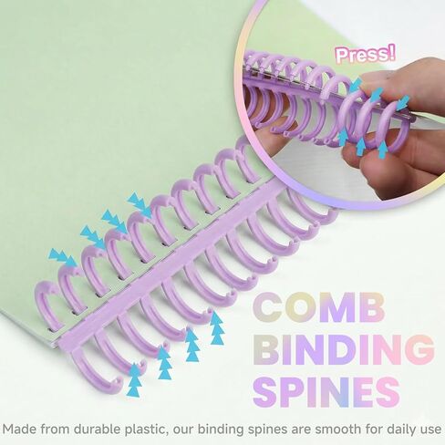 10 PCS Comb Binding Spines,30 Rings Click Plastic Spiral Binding Coils,Easy to Adding Pages for Binding Letter Size,A4,DIY Notebook for Student, 3/7inch Diameter,Multi-Color, Binds Up to 80 Sheets in Saudi Arabia