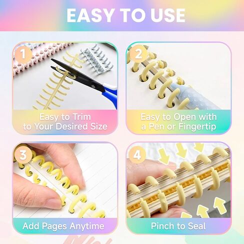 10 PCS Comb Binding Spines,30 Rings Click Plastic Spiral Binding Coils,Easy to Adding Pages for Binding Letter Size,A4,DIY Notebook for Student, 3/7inch Diameter,Multi-Color, Binds Up to 80 Sheets in Saudi Arabia