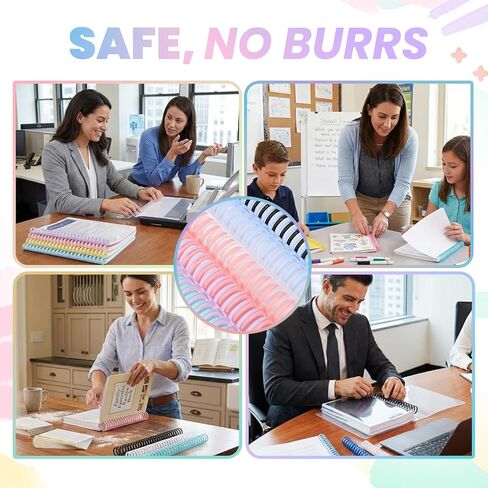 10 PCS Comb Binding Spines,30 Rings Click Plastic Spiral Binding Coils,Easy to Adding Pages for Binding Letter Size,A4,DIY Notebook for Student, 3/7inch Diameter,Multi-Color, Binds Up to 80 Sheets in Saudi Arabia