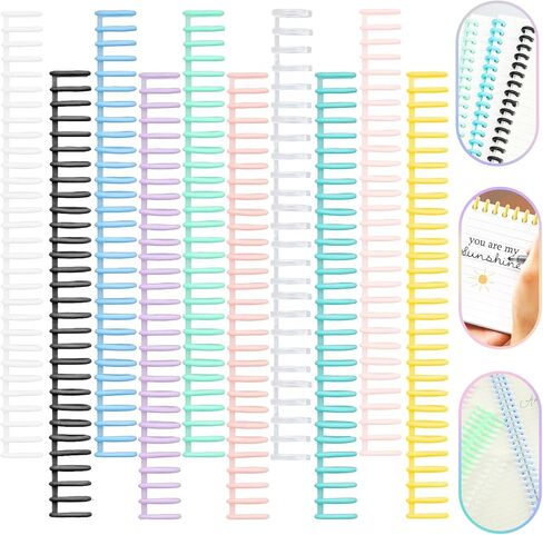 10 PCS Comb Binding Spines,30 Rings Click Plastic Spiral Binding Coils,Easy to Adding Pages for Binding Letter Size,A4,DIY Notebook for Student, 3/7inch Diameter,Multi-Color, Binds Up to 80 Sheets in Saudi Arabia