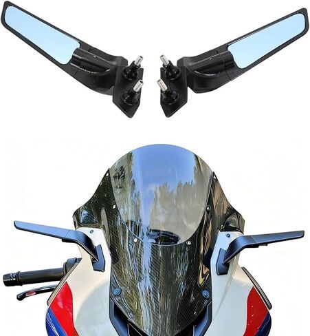 Motorcycle Rearview Wing Mirrors with LED Turn Signals Compatible with BMW S1000RR 2019-2023 2024 2025 Compatible with BMW S1000RR Accessories 2019-2023 Adjustable Rotating Side Mirrors with Light in Saudi Arabia