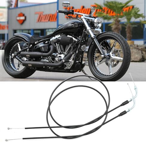 48.3" Motorcycle Throttle Cable Set, Stainless Steel Braided Extended Throttle Idle Cable Kit Replacement for Harley Breakout Deuce FXSTB FXSTC FXSTD Night Train 12" Handlebar in Saudi Arabia