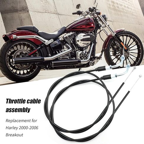 48.3" Motorcycle Throttle Cable Set, Stainless Steel Braided Extended Throttle Idle Cable Kit Replacement for Harley Breakout Deuce FXSTB FXSTC FXSTD Night Train 12" Handlebar in Saudi Arabia