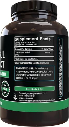 PURE ORIGINAL INGREDIENTS Guggul Extract Always Pure, No Additives Or Fillers, Lab Verified (365 Count (Pack of 1)) in Saudi Arabia