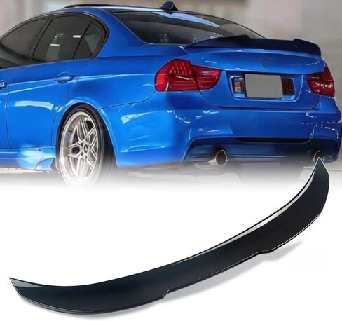 جناح سبويلر خلفي متوافق مع BMW 3 Series E90 Sedan 323i 325i 328i 330i 335i 2006-2011 & E90 M3 Sedan 2008-2012 PSM Style Trunk Lip Splitter Gloss Black in Kuwait