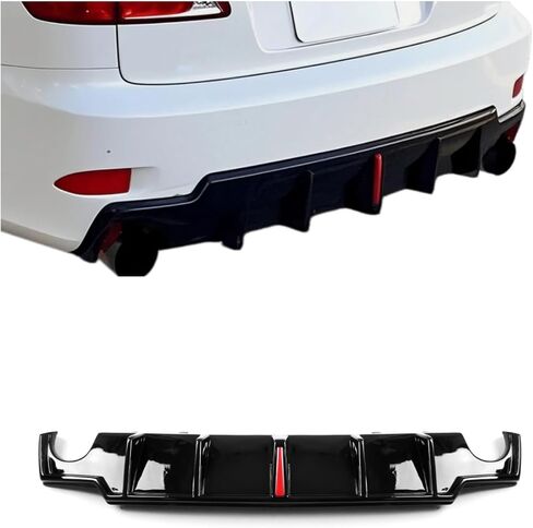 Rear Bumper Diffuser Lip Panel With Light For Lexus IS250 IS350 2006-2013 Black in Kuwait