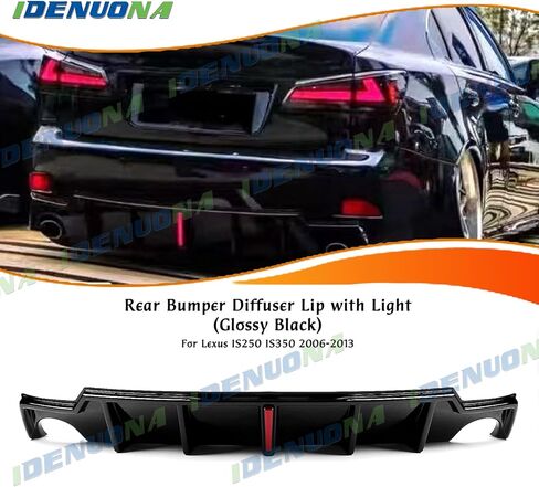 Rear Bumper Diffuser Lip Panel With Light For Lexus IS250 IS350 2006-2013 Black in Kuwait