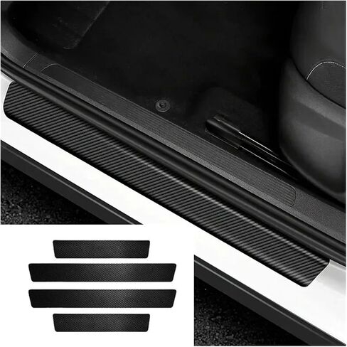 4PCS/5PCS set Carbon Fibre Threshold Protection Strip Universal Anti-scratch and Anti-collision Door Decorative Strip Sticker(5pcs) in Saudi Arabia