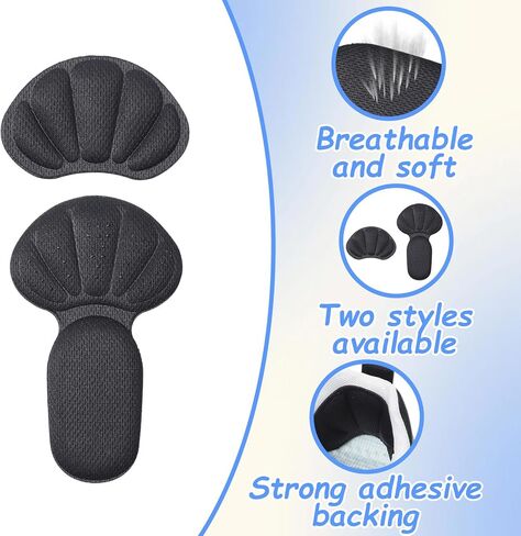 8 Pcs Adhesive Back of Heel Cushion Pads, Heel Grips Inserts for Boots, Reusable Heels Guards Liners, Too Big Loose Shoes, Shoe Liners Heels Protectors Improve Shoe Fit for Women Men in Kuwait