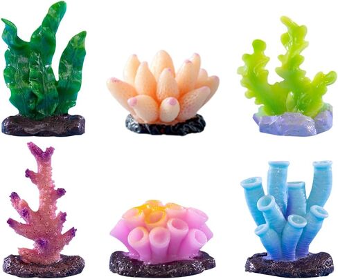 Rolin Roly 6pcs Coral Ornaments Aquarium Coral Colorful Fish Tank Ornament for Fish Tank Aquarium Landscape Decoration,Aquarium Landscape Decor (6PCS) in Kuwait