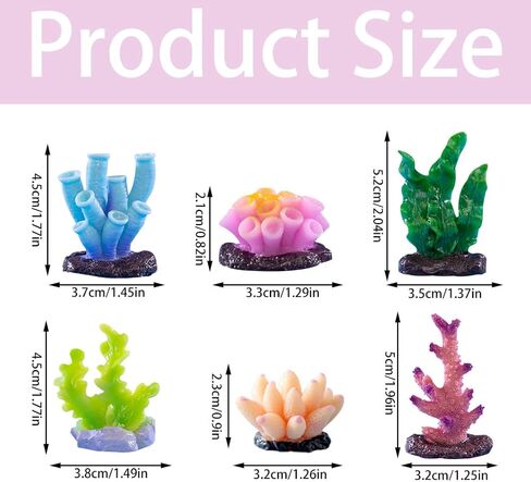 Rolin Roly 6pcs Coral Ornaments Aquarium Coral Colorful Fish Tank Ornament for Fish Tank Aquarium Landscape Decoration,Aquarium Landscape Decor (6PCS) in Kuwait
