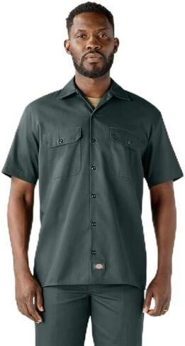 Dickies Short Sleeve Work Shirt, Hunter Green, 5X in Saudi Arabia