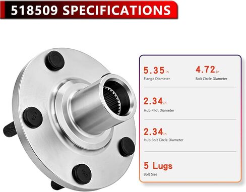 518509 (Pair) Front Wheel Bearing Hub Assembly for Lexus RX300 1999-03 FWD, for ES300 1992-03, for Toyota Avalon 1995-04, for Sienna 1998-03, for Camry 1992-03 3.0L, for Soara 1999-03 3.0L, 5-Lug in Kuwait