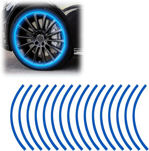 16PCS 17''-19'' Reflective Wheel Rim Stripe Sticker Decal, Waterproof Auto Tire Rim Tapes Decoration Decals, Universal Night Safety Vehicles Accessories for Motorcycle Car Bicycle (Red) in Kuwait