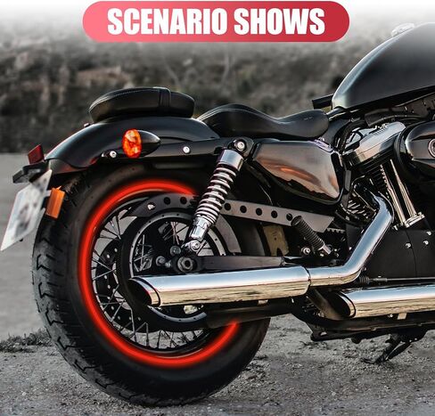 16PCS 17''-19'' Reflective Wheel Rim Stripe Sticker Decal, Waterproof Auto Tire Rim Tapes Decoration Decals, Universal Night Safety Vehicles Accessories for Motorcycle Car Bicycle (Red) in Saudi Arabia