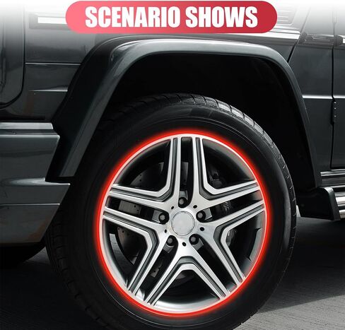 16PCS 17''-19'' Reflective Wheel Rim Stripe Sticker Decal, Waterproof Auto Tire Rim Tapes Decoration Decals, Universal Night Safety Vehicles Accessories for Motorcycle Car Bicycle (Red) in Saudi Arabia
