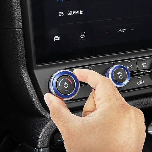 TOMALL 3 Pcs Aluminum AC Climate VOL Knob Covers Compatible with Ford Ranger 2023 2024 2025 Raptor/Lariat/XLT Centre Console Volume Audio Switch Button Ring Car Interior Decor Accessories (Blue) in Saudi Arabia
