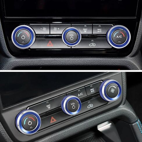 TOMALL 3 Pcs Aluminum AC Climate VOL Knob Covers Compatible with Ford Ranger 2023 2024 2025 Raptor/Lariat/XLT Centre Console Volume Audio Switch Button Ring Car Interior Decor Accessories (Blue) in Saudi Arabia