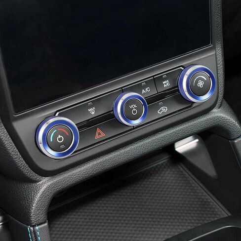 TOMALL 3 Pcs Aluminum AC Climate VOL Knob Covers Compatible with Ford Ranger 2023 2024 2025 Raptor/Lariat/XLT Centre Console Volume Audio Switch Button Ring Car Interior Decor Accessories (Blue) in Saudi Arabia