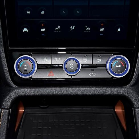 TOMALL 3 Pcs Aluminum AC Climate VOL Knob Covers Compatible with Ford Ranger 2023 2024 2025 Raptor/Lariat/XLT Centre Console Volume Audio Switch Button Ring Car Interior Decor Accessories (Blue) in Saudi Arabia