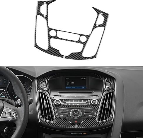 Real Carbon Fiber Central Air Vent & CD Button Frame Covers - for Ford Focus SE 2015 2016 2017 2018 Carbon Fiber Accessories, Durable Anti-Scratch Protective Accessories (Black) in Saudi Arabia