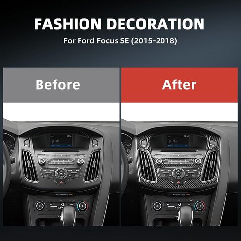 Real Carbon Fiber Central Air Vent & CD Button Frame Covers - for Ford Focus SE 2015 2016 2017 2018 Carbon Fiber Accessories, Durable Anti-Scratch Protective Accessories (Black) in Saudi Arabia