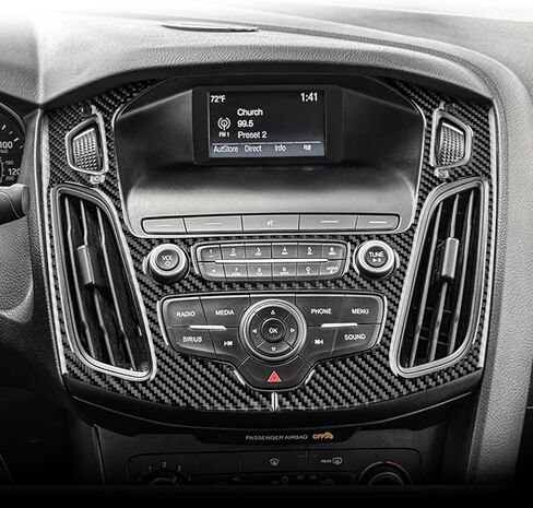Real Carbon Fiber Central Air Vent & CD Button Frame Covers - for Ford Focus SE 2015 2016 2017 2018 Carbon Fiber Accessories, Durable Anti-Scratch Protective Accessories (Black) in Saudi Arabia