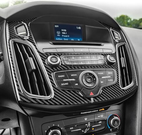 Real Carbon Fiber Central Air Vent & CD Button Frame Covers - for Ford Focus SE 2015 2016 2017 2018 Carbon Fiber Accessories, Durable Anti-Scratch Protective Accessories (Black) in Saudi Arabia