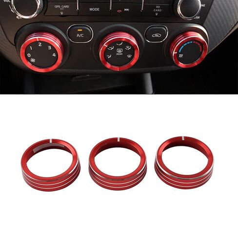 SIKUAI AC Switch Control Knob Center Console Vent Outer Rings Red Aluminum Alloy for KIA Cerato K3 Forte 17-2018 3 Pcs in Kuwait