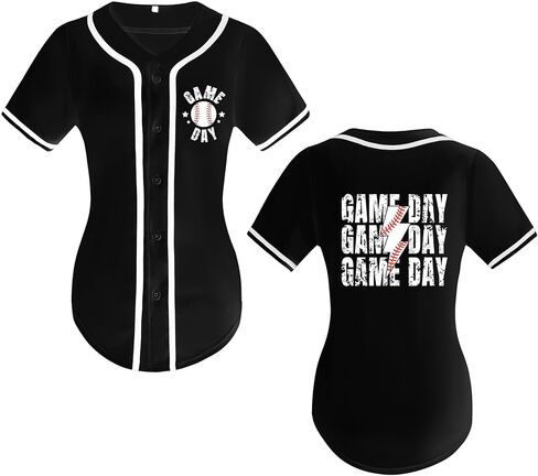 Baseball Jersey for Women Game Day Shirt V-Neck Button Down Short Sleeve Softball Shirts Cute Funny Sports Top in Saudi Arabia