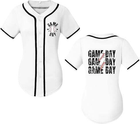 Baseball Jersey for Women Game Day Shirt V-Neck Button Down Short Sleeve Softball Shirts Cute Funny Sports Top in Saudi Arabia
